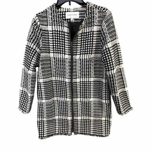 Cupcakes And Cashmere Fernando Jacket Small Black White Houndstooth Preppy - Picture 2 of 15